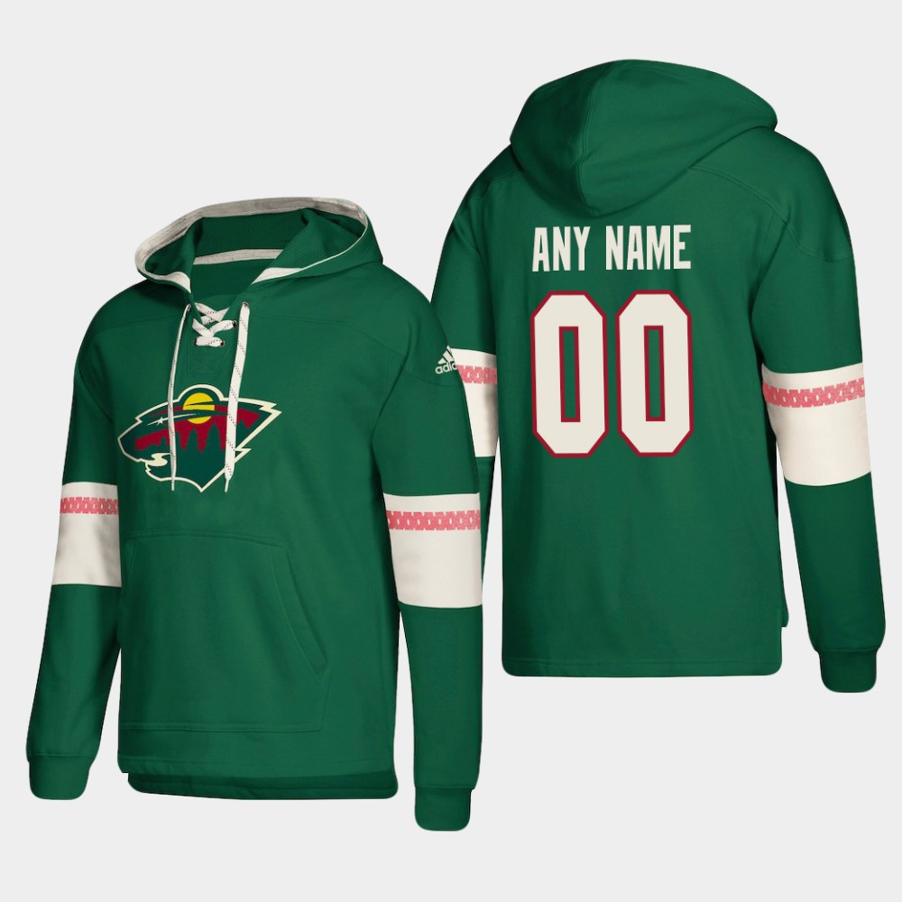 Men NHL Minnesota Wild Custom Pullover Hoodie Green jerseys